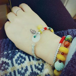 925 sterling silver bamboo bracelet women